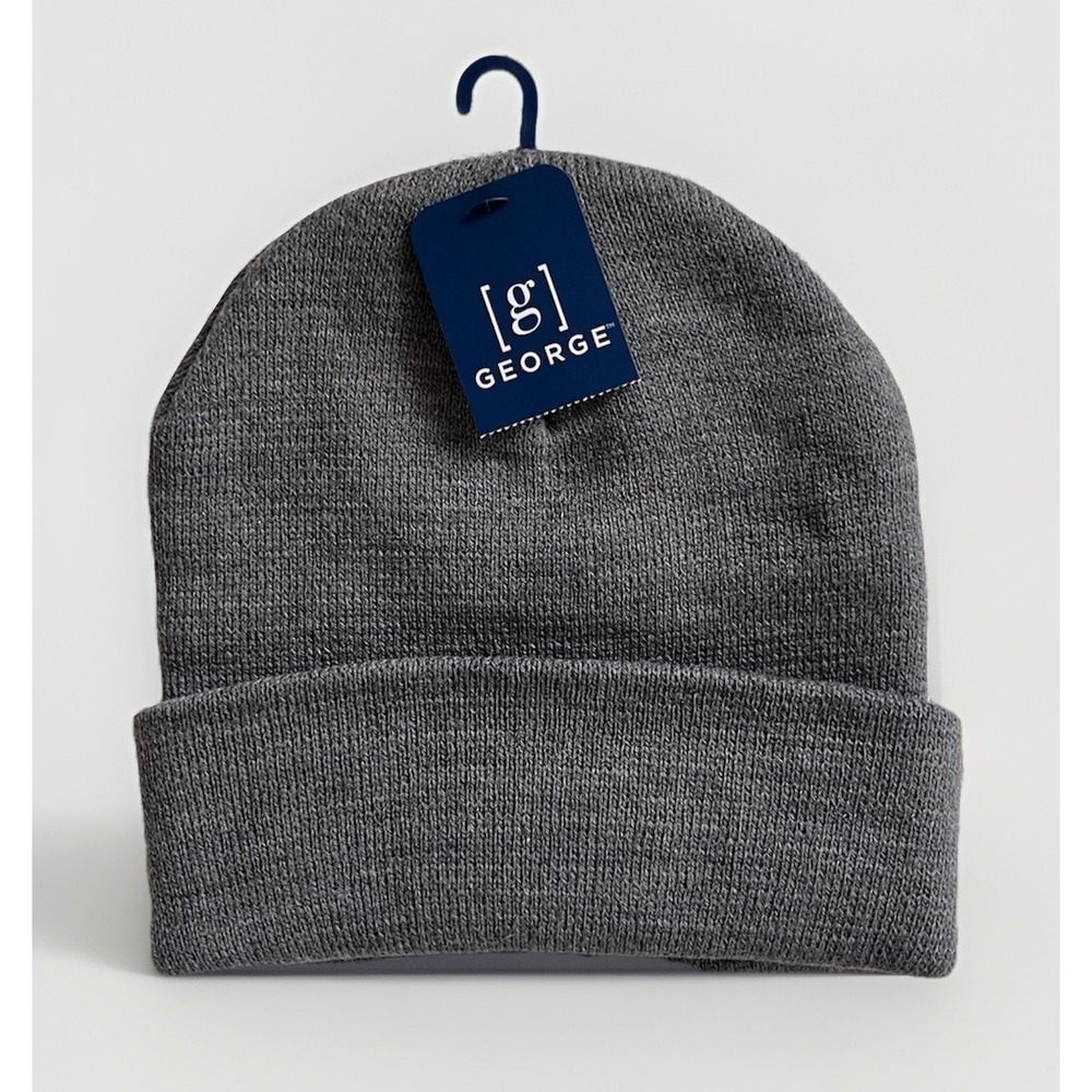 George Grey Knit Beanie Hat One Size Minimalist Classic Winter Warm NWT